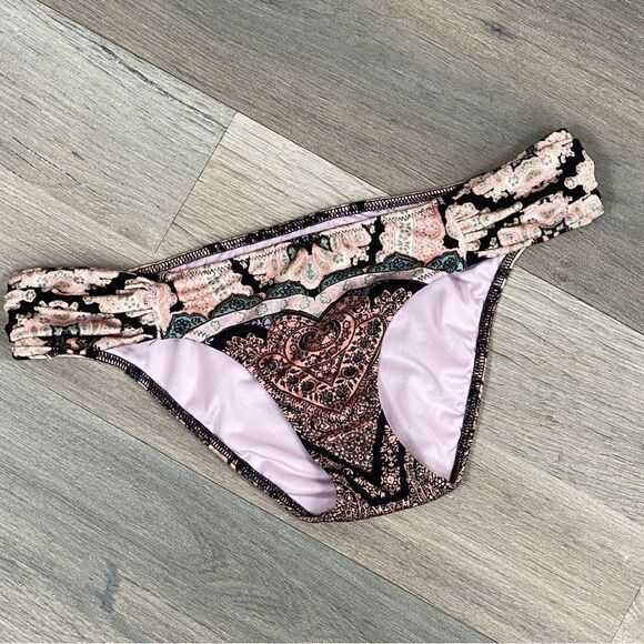 Victoria’s Secret Printed Knock Out Bikini Bottoms Pink Black XS - Picture 1 of 7